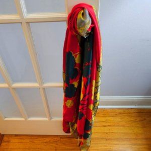 Large Silky Smooth Multi-Colored Red & Glod Scarf.